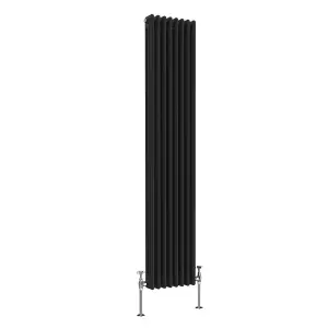 Right Radiators 1800x382 mm Vertical Traditional 3 Column Cast Iron Style Radiator Black