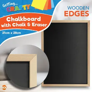 Chalk Board for Kids - 21 x 28cm Small Chalkboard with Eraser & 6pk Chalks - Mini Chalkboard Signs Chalk Boards For Walls