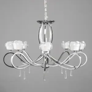 Litecraft Marta Chrome 8 Lamp Glass Ceiling Pendant Light