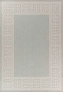 Modern Greek Key Design Outdoor-Indoor Rugs Silver 160x230 cm