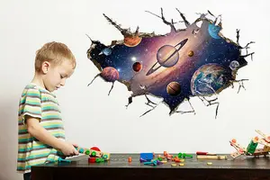 Walplus Adult Sticker Amazing Cosmos 3D View through the wall Wall Stickers PVC