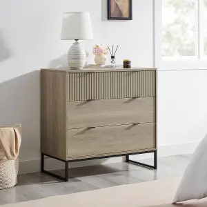 Melody Maison Large 3 Drawer Chest of Drawers - Hesley Nordic Wood Range