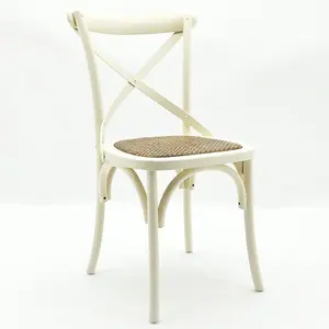 French Cross Back Dining Chair - L46 x W49 x H88 cm - Antique Cream