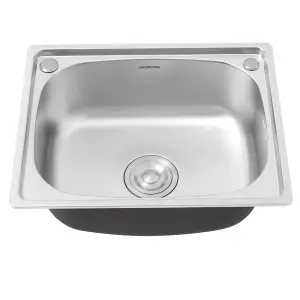 Deep Single Bowl Stainless Steel Catering Inset Kitchen Sink and Drainer 495mm x 395 mm