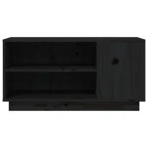 Berkfield TV Cabinet Black 80x35x40.5 cm Solid Wood Pine