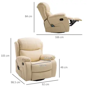 HOMCOM Massage Recliner Chair Manual Reclining Chair with Footrest Remote Beige