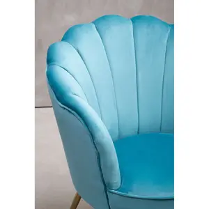 Interiors by Premier Aqua Velvet Scalloped Armchair, Supportive Armrest Lounge Chair, Easy to Clean Velvet Accent Chair