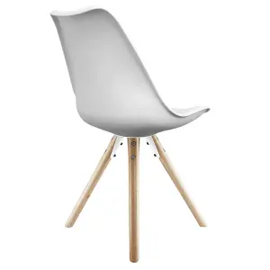 Soho White Plastic Dining Chair with Pyramid Light Wood Legs