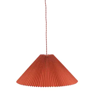 ValueLights Akira Burnt Orange Hanging Pendant Ceiling Light with Pleated Lampshade - LED Bulb Included