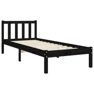 Berkfield Bed Frame with Headboard Black 90x200 cm Solid Wood