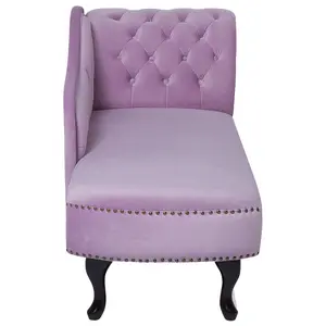 Right Hand Chaise Lounge Velvet Light Violet NIMES