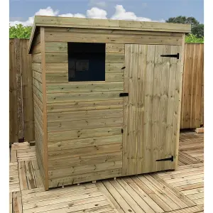 6 x 4 Garden Shed Pressure Treated T&G PENT Wooden Garden Shed - 1 Window + Single Door (6' x 4' / 6ft x 4ft) (6x4)