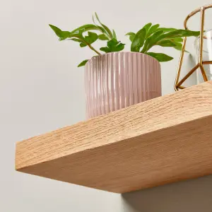 Off the Grain Oak Floating Shelf made from Solid Wood - 40cm Length