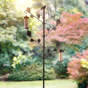 DIVCHI Bird Feeders Hanging Station With Leaves Outdoor Home Garden Bird Feeding Pole