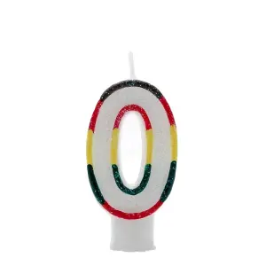 Kaleidoscope Number 0 Glitter Double-Sided Birthday Candle Multicoloured (One Size)