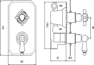 Traditional Concealed Twin Thermostatic Shower Valve (1 Outlet) - Chrome - Balterley