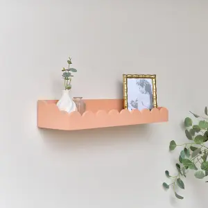 Melody Maison Peach Scalloped Wall Storage Shelf - 61cm