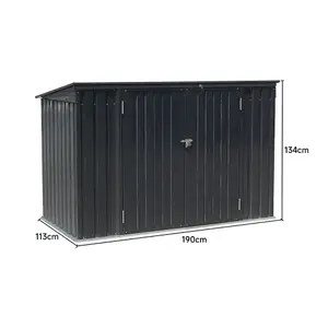 6 x 4 ft Metal Shed Garden Storage Shed Bin Bike Store for Bike Bicycle Garbage Bin Store,Charcoal Black