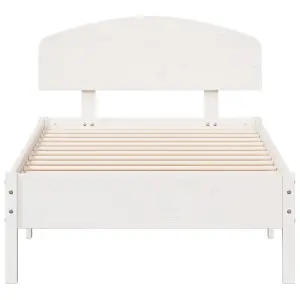 Berkfield Bed Frame without Mattress White 75x190 cm Small Single Solid Wood Pine