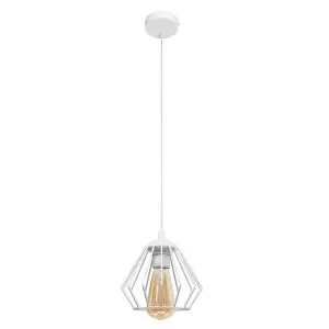 Luminosa Agat Wire Frame Pendant Ceiling Light White 18cm