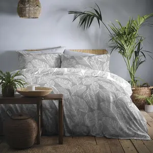 Matteo Polyester Floral Duvet Cover Set with Pillowcases Grey / Single - 1 Standard Pillowcase