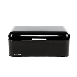 CALITEK Bread Bin Kitchen Counter Vintage Style Coated Carbon Steel Black