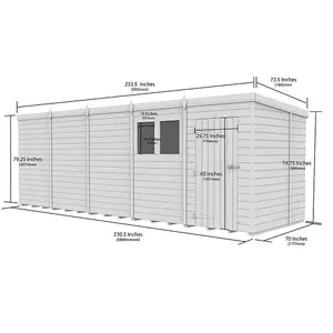 DIY Sheds 20x6 Pent Shed - Single Door With Windows