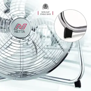 NETTA 12 Inch Gym Floor Fan - Chrome