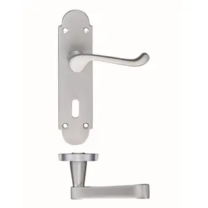 Patternsin Lock Door Handle (Set of 2) Satin Chrome