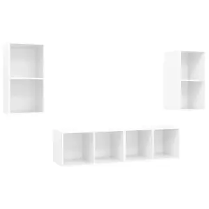 Berkfield Wall-mounted TV Cabinets 4 pcs High Gloss White Engineered Wood