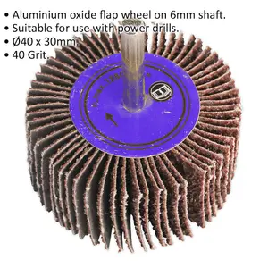 40mm Aluminium Oxide Flap Wheel - 6mm Shaft for Precision Abrasive Sanding