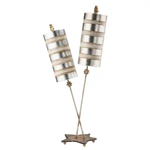 Elstead Nettle Luxe 2 Light Table Lamp Cream, Silver Leaf, E27