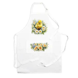 Purely Home Farm Animals & Flowers Chick Apron - Floral Gifts for Her - Cooking & Baking