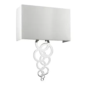 Elstead Rosa Large 2 Light Wall Light, Polished Chrome, Ivory Faux Silk Shade