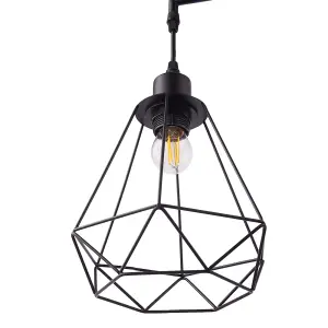 Black Modern Industrial Style 3-head Floor Lamp with Irregular Shade, Assembly Required