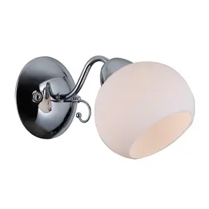 Luminosa Stylized Wall Lamp Chrome, White 1 Light  with White Shade, E27