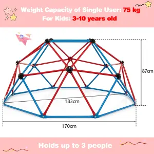 Costway 6FT Dome Climber Climbing Frame Geometric Climbing Dome Kids Toddlers Garden Gym