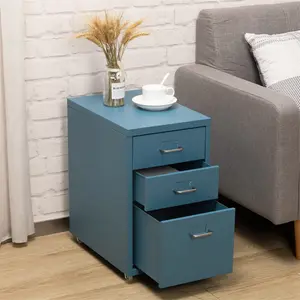 Abdulai 28cm Wide 3 -Drawer Mobile Steel File Cabinet Blue