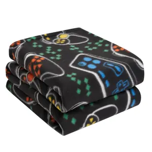 Dreamscene Gaming Fleece Throw Over Soft Warm Chair Blanket, 120 x 150cm - Black