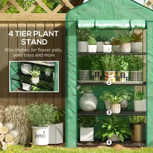 Outsunny 90 x 49 x 160cm Portable Mini Greenhouse with Shelves, Green