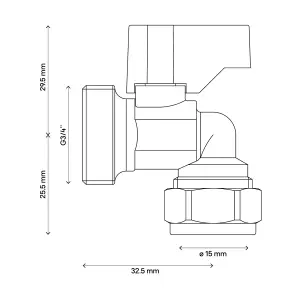 Flomasta Compression Angled Washing machine Valve (Dia)19.05mm x ¾"