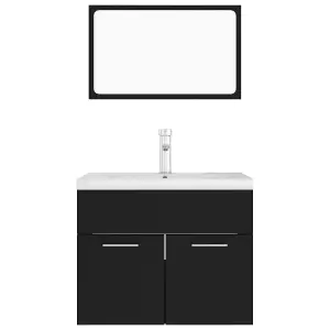 Berkfield Bathroom Furniture Set Black Engineered Wood