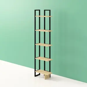 Alica 180cm H Corner Bookcase Black/Oak