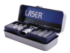 Laser Tools 0593 7pc Hex Bit Set with 3/8" Drive Bit Adaptor