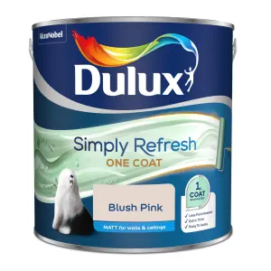 Dulux One coat Blush pink Matt Emulsion paint, 2.5L