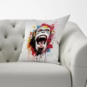 Coloured Splashart Crazy Monkey Face Cushions 60cm x 60cm