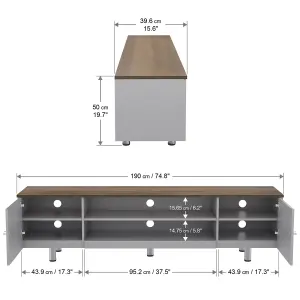 AVF Whitesands 1.9m TV Stand (Satin Grey & Wood)