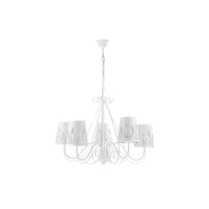 Luminosa Spiga 5 Light Multi Arm Pendant Ceiling Light, White Shades