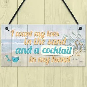 Red Ocean Cocktail In My Hand Hanging Plaque Nautical Decor Sign Beach Seaside Kitchen Birthday Home Gift