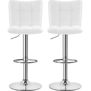 Color Upholstered Counter Stool with Metal Frame (Set of 2) White